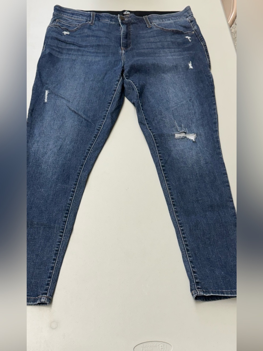LuLaRoe Dark Blue Denim Distressed Skinny Jeans with tummy control
